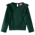 vidaXL Kids' Blouse with Ruffles Dark Green 104