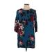 Joules Casual Dress - Shift Crew Neck 3/4 sleeves: Blue Floral Dresses - Women's Size 10