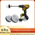 Cleaning Brush Attachment Set 6 Pcs Power Scrubber Brush with 1/4 Extend Long Attachment Drill Scrub