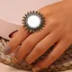 Vintage Gold Farbe Blume Ringe Bijoux frauen CZ Spiegel Afghanischen Ringe Muslimischen Schmuck