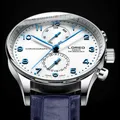 LOREO Pilot Blue Dial Business Men Classic Design Leather Watchband Waterproof Quartz Watch Watches