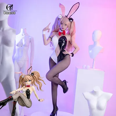 ROLECOS Enoshima Junko Bunny Mädchen Overall Danganronpa Cosplay Kostüm Sexy Frauen Overall Image