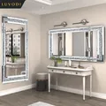 LUVODI Large Silver Sparkly Crystal Rhinestone Diamond Frameless Vanity Mirrors Wall Mounted