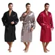 Mens Silk Satin Pajamas Sleepwear Robe Robes Bathrobe Nightgown S~3XL