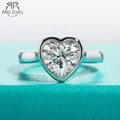 AnuJewel 3ct Heart Cut D Color Moissanite Engagement Bezel Ring With GRA 925 Sterling Silver Rings
