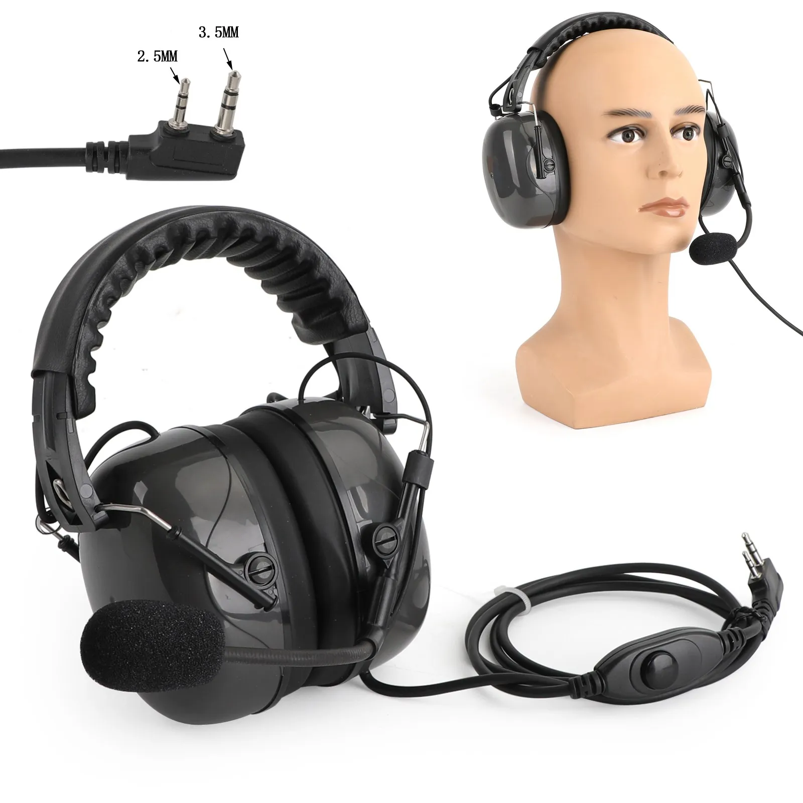 Artudatech Noise Cancelling Overhead Headset passend für Kenwood TK3107 TK3200 TK2160 BaoFeng BF-888S Walkie Talkie Zubehör Image