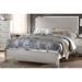 Platinum Finish Eastern King Bed - Wooden Headboard, Mirrored Trim Inlay, Contemporary Glam Style