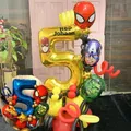 5PCS Super Hero Aluminum Foil Balloons Spiderman Air Globos Kids Birthday Party Decoration Baby