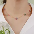 CARLIDANA Böhmen Blume Charme Perlen Kette Halskette Handgemachte Edelstahl Daisy Choker Halskette