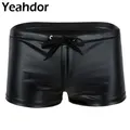 Mens Boxer Shorts Con Coulisse Maschio Shorts Pelle Verniciata Lingerie Homme Casual Shorts Estate