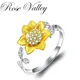 Rose Valley Sonnenblumen ringe für Frauen cz Eröffnungs ring Größe verstellbare Modeschmuck Mädchen