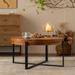 Round Coffee Table Modern End Table Snack Table w/ Fir Wood Table Top and Cross Legs Base for Living Room Office, Black+Natural