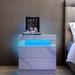 Modern Wood LED Nightstand with 2 Drawers