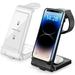 OUNONA Wireless Charging Stand 3-in-1 Wireless Charger Fast Charging Foldable Stand Compatible with Apple Watch and Most Phones Earphones (Black)