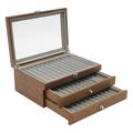 3 Layer Wood Pen Display Box 34 Pen Organizer Box Pen Display Case Storage and Fountain Pen Collector Organizer Box with Glass Window Thanksgiving Christmas Gift(Walnut)