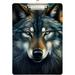 Hyjoy Wolf Face Black Clipboard - Durable Clipboards with Low Profile Metal Clip for Nurses School Office A4 Size 9 x 12.5 Acrylic Clip Boards