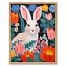 Bunny Rabbit in Colourful Bold Vibrant Flowers Kids Bedroom Floral Artwork Garden Spring Blooms Art Print Framed Poster Wall Decor 12x16 inch