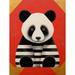 Panda with Stripes Fun Kids Bedroom Baby Nursery Bright Bold Artwork Red Black White Large Wall Art Poster Print Thick Paper 18X24 Inch