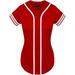 DIGITMON Women s Baseball Softball Jersey Button Down Two-Stripe Sleeve Shirts Uniform REDWHITE X-Large