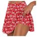 PURJKPU Christmas Womens Golf Tennis Skorts Skirts High Waisted Lightweight Athletic Golf Skorts Skirts with Shorts Red 5XL