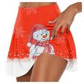 PURJKPU Christmas Skorts for Ladies Golf Tennis Skorts Skirts Athletic Activewear Workout Active Running Gym Sport Casual Skort with Shorts Red XL