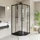 Orchard 6mm black quadrant shower enclosure pack with anti-slip tray 900 x 900