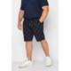 Size 54 Mens Badrhino Big & Tall Navy Blue Flamingo Embroidered Stretch Chino Shorts Big & Tall