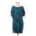 Express Casual Dress - Shift Scoop Neck Short sleeves: Blue Dresses - Women's Size Small