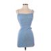 Luvalot Cocktail Dress - Mini Square Sleeveless: Blue Dresses - Women's Size 4