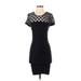 Bebe Cocktail Dress - Party Scoop Neck Short sleeves: Black Solid Dresses - Women's Size Small