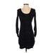 French Connection Casual Dress - Bodycon Scoop Neck Long sleeves: Black Leopard Print Dresses - Women's Size X-Small