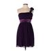 Athleta Cocktail Dress - A-Line One Shoulder Sleeveless: Purple Print Dresses - Women's Size Large