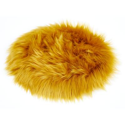 Stuhlkissen ANDIAMO "Stuhlauflage Ovium", gelb (senfgelb, felloptik, unifarben), B:34cm H:6cm L:34cm Ø:34cm, Polyacryl, Polyester, Dekokissen_Sitzkissen_Kissenhüllen, Sitzauflage, rund, Ø 34 cm, Kunstfell, waschbar, 4er Set Image