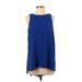 Vince Camuto Casual Dress - Mini High Neck Sleeveless: Blue Solid Dresses - Women's Size Small