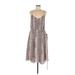 Banana Republic Casual Dress - Midi Plunge Sleeveless: Gray Snake Print Dresses - Women's Size Medium