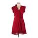 Jill Jill Stuart Casual Dress - A-Line V Neck Short sleeves: Red Print Dresses - Women's Size 6