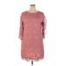 Grace Karin Casual Dress - Shift Crew Neck 3/4 sleeves: Pink Solid Dresses - Women's Size 2X