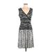 BCBGMAXAZRIA Casual Dress - Party V Neck Sleeveless: Gray Dresses - Women's Size Medium