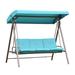 Arlmont & Co. Clough 3-Person Patio Swing w/ Adjustable Canopy Metal in Blue | 74.4 H x 85.4 W x 53.5 D in | Wayfair