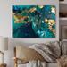 Latitude Run® Teal & Gold Liquid Magic II - Print on Metal in Blue/Green | 12 H x 20 W x 1 D in | Wayfair 6A349648306D43F5AB274D2FDCE222EB