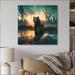 Millwood Pines Double Exposure Bear Lensflare II - Unframed Print on Metal in Black/Blue/Brown | 23 H x 23 W x 1 D in | Wayfair