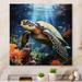 Latitude Run® Green Blue Marine Animals Turtle Encounter VII - Unframed Print on Metal in White | 36 H x 36 W x 1 D in | Wayfair