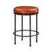 17 Stories Rovenger 25.09" Short Counter Stool Upholstered/Metal in Black/Brown | 25.09 H x 17.09 W x 17.09 D in | Wayfair