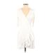 Topshop Casual Dress - Wrap Plunge 3/4 sleeves: White Print Dresses - Women's Size 6