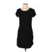 Derek Heart Casual Dress - Mini Scoop Neck Short sleeves: Black Print Dresses - Women's Size Large