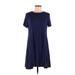 BCBGeneration Casual Dress - A-Line Crew Neck Short sleeves: Blue Solid Dresses - Women's Size Medium