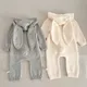 Autumn Winter Newborn Baby Boys Girl Knitted Jumpsuit Solid Color Knitting Hooded Infant Baby