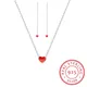 2019 Bridal Jewelry Sets 925 Sterling Silver Red Heart Earrings Necklaces for Women Wedding Jewelry