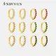 ANDYWEN 100% 925 Sterling Silber Rose Rot Huggies Pendiente Luxus Kreis Mode Zirkon CZ Hoops