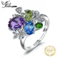 JewelryPalace Flower Natural Amethyst Blue Topaz Peridot Chrome Diopside Open Adjustable Cocktail
